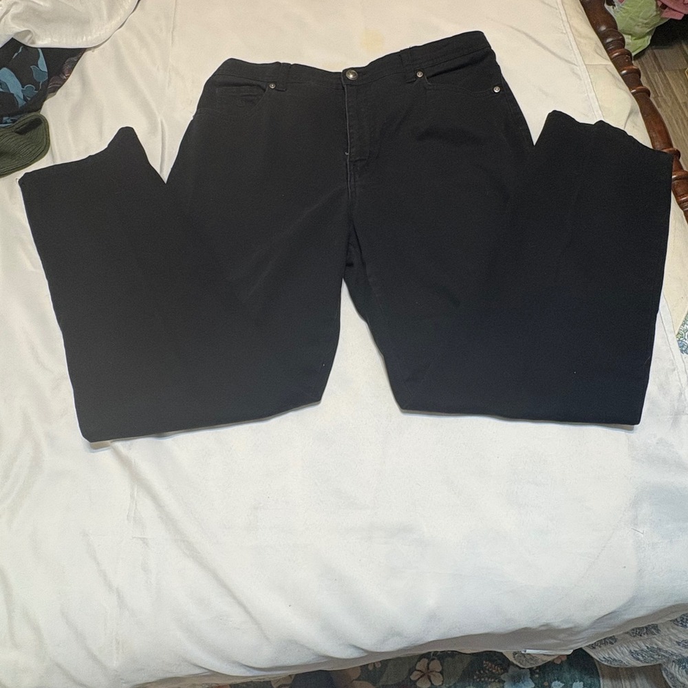 Gloria Vanderbilt Amanda High Rise Tapered Jeans Black Size 14 Womens Denim